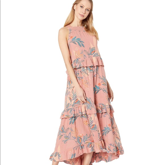 Free People Anita Cotton Printed Maxi Dress Free People Anita Printed Maxi  Dress Size Small 100%